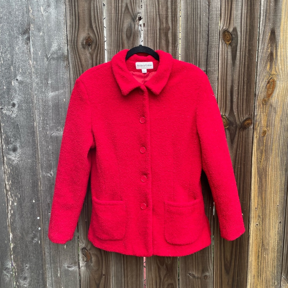 Red Teddy Jacket Classic Collared Design